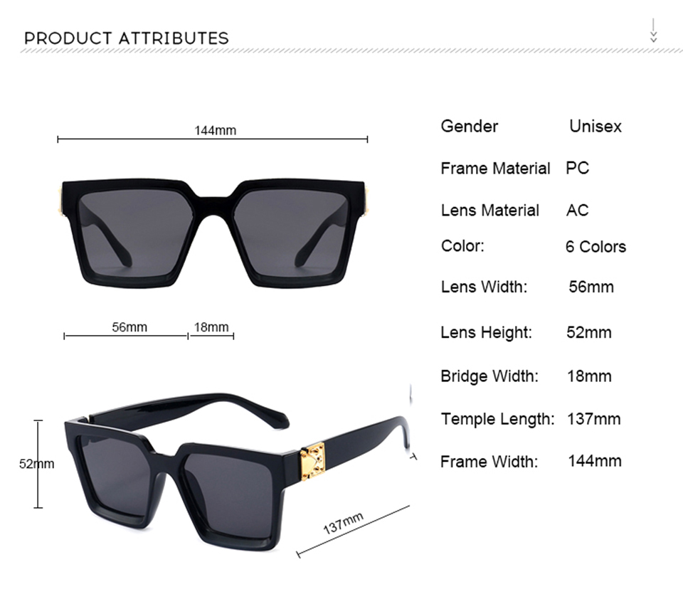 Black Square Designer Sunglasses