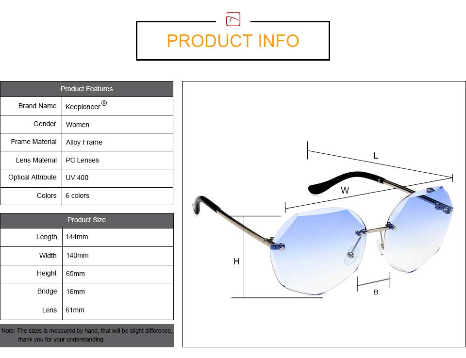 Ladies Rimless Sunglasses