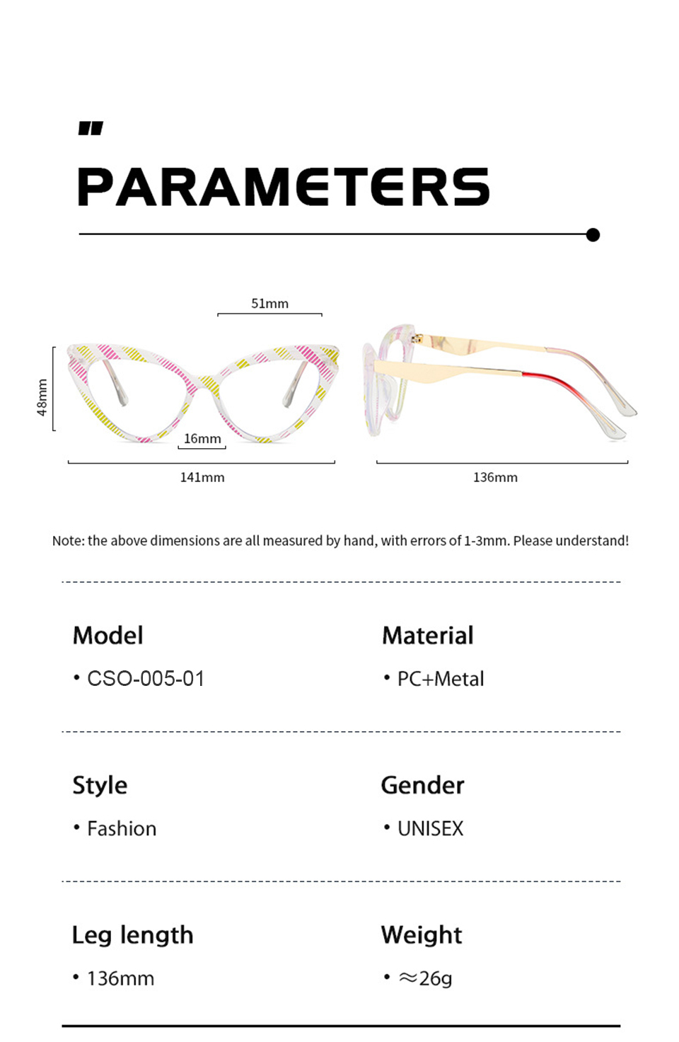Narrow Cat Eye Glasses