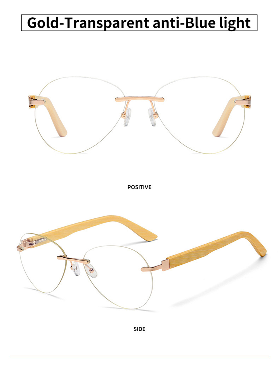 Wood Rimless Glasses 70s Sunglasses Womens