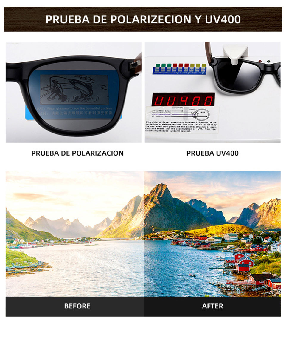 Wood Polarized Glasses Men Black Glasses