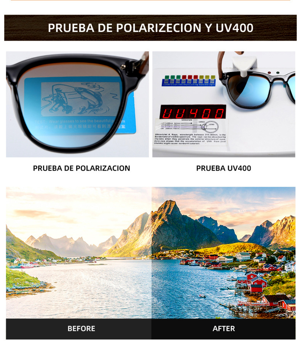 Men's Polarizing Sunglasses Wood Cat 3 Sunglasses