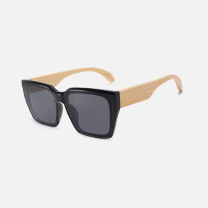 Large Frame Square Bamboo Sunglasses
