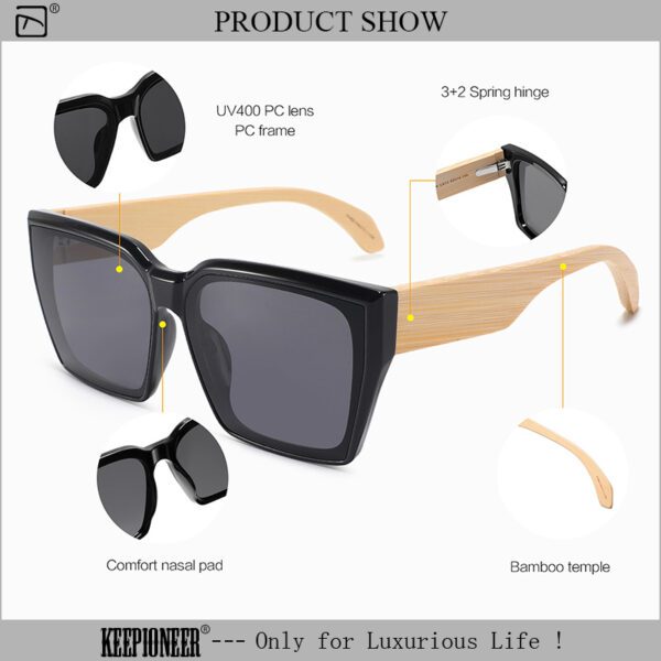 Large Square Bamboo Sunglasses