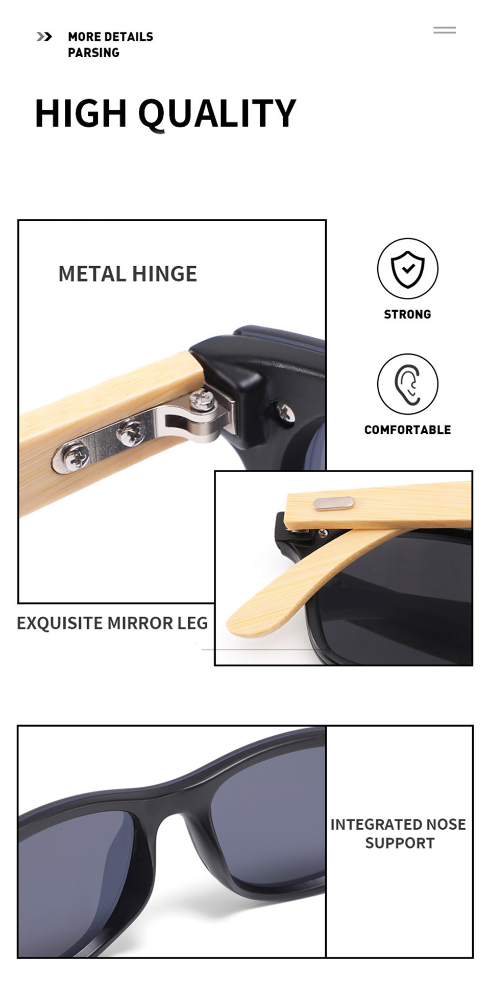 Luxury Bamboo Men Sunglasses