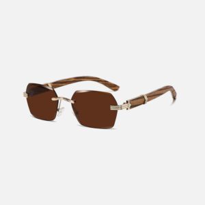 Rimless Wooden Sunglasses