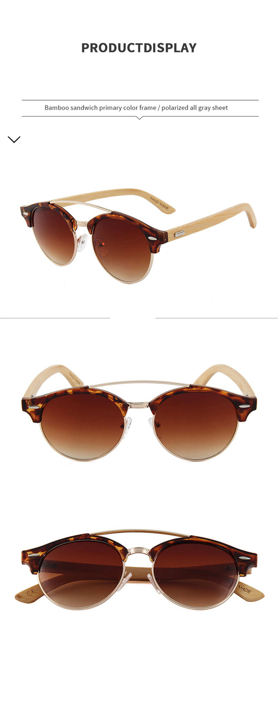 Round TAC Lens Bamboo Sunglasses