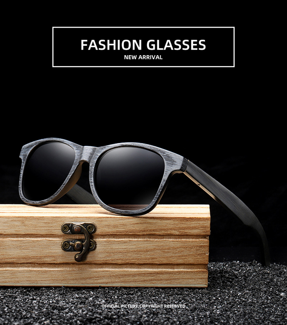 Square Wooden Glasses Softball Sunglasses