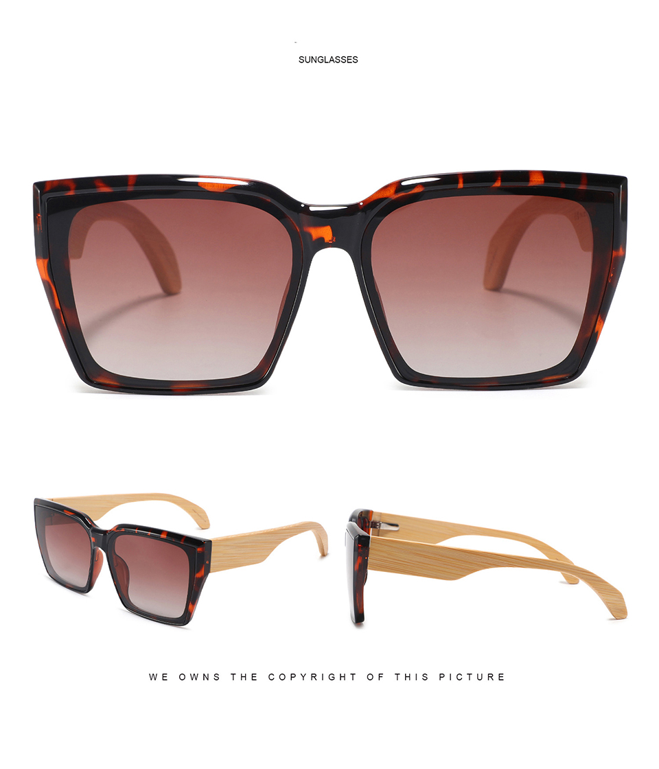 Large Square Bamboo Sunglasses Sunglasses Large Frame